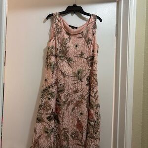 Perceptions Pink Floral Lace Midi Dress